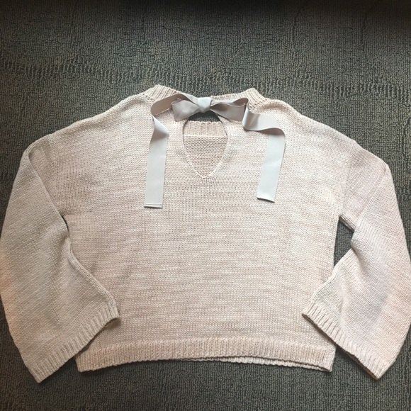ULLA JOHNSON - Thalia Keyhole Sweater, Peach M/L - Picture 4 of 5